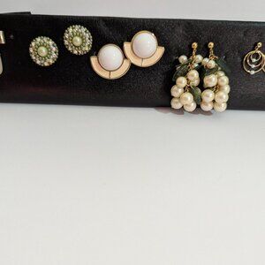 Vintage 1960 to 1970s Earrings Lot Modernistic Cluster Faux Pearls and Buttons